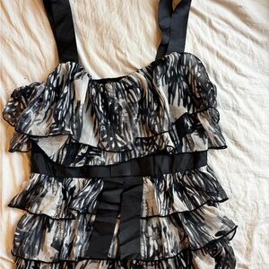 Y2K Black and White Ruffled Shirt